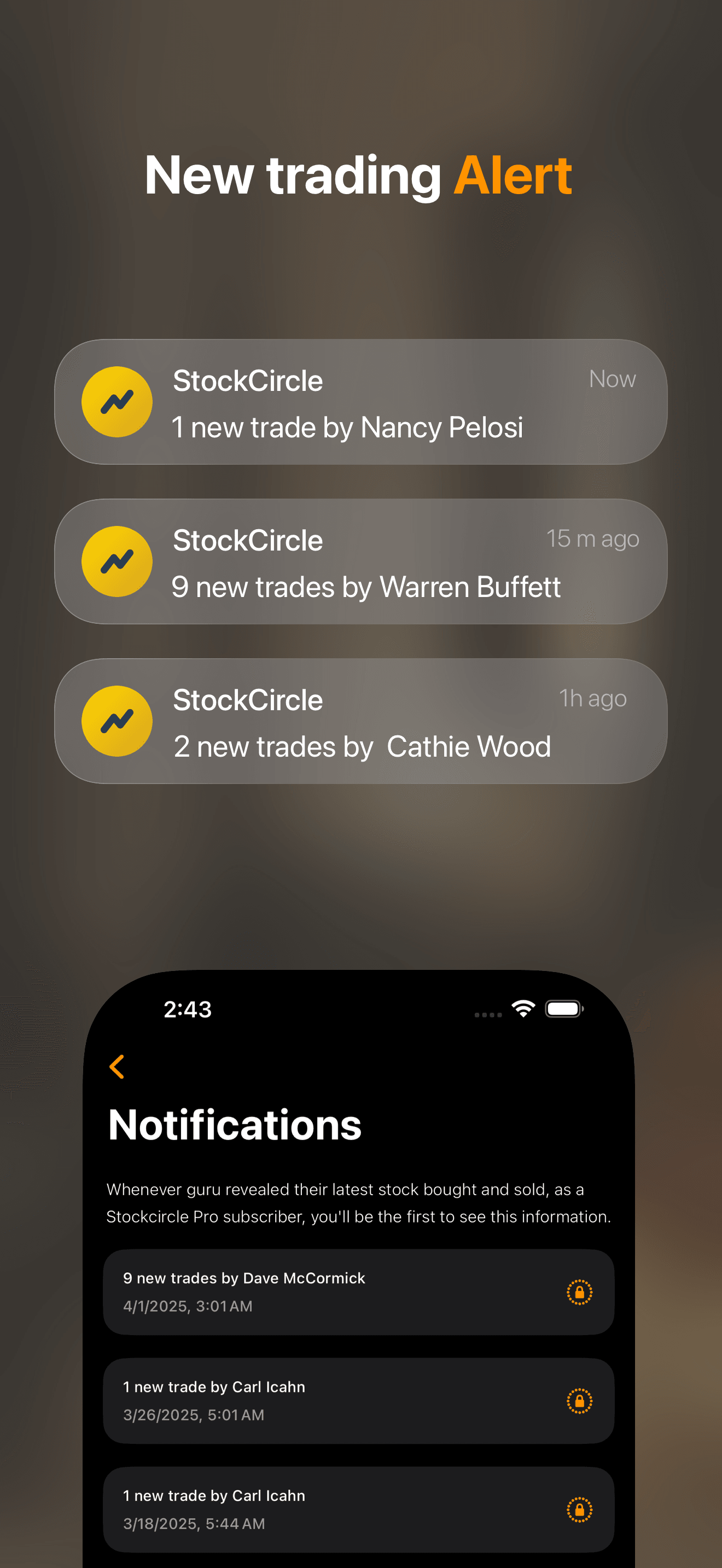 StockCircle App ChatGPT feature screenshot - Track top investors and congress trades